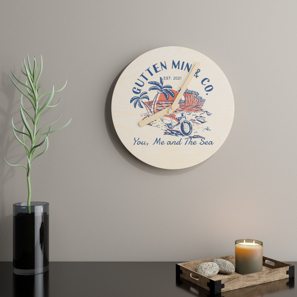 You, Me and The Sea Wooden Wall Clock (7329204273311)